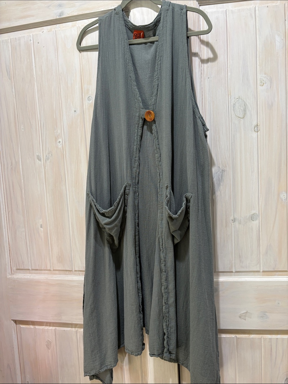 Oh My Gauze!  Olive Green/Gray Maxi Pocket Vest